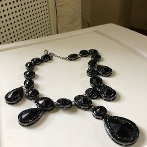 Black crystal costume necklace
